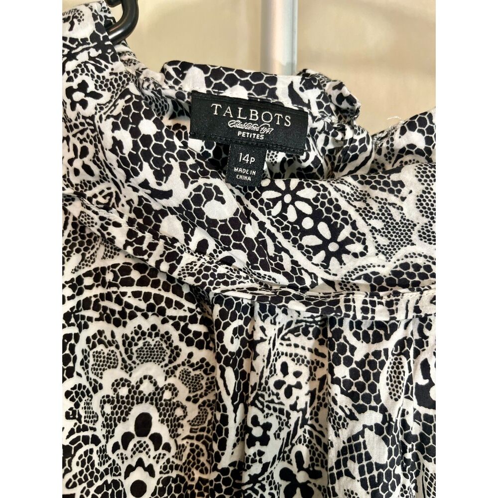 Talbots black and white paisley sleeveless shirt Size 14p - Picture 3 of 4